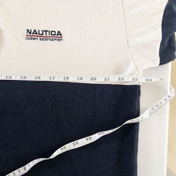 Vintage 90’s Nautica‎ Color block Polo Mens XL Pin Hole On Sleeve - Picture 4 of 7